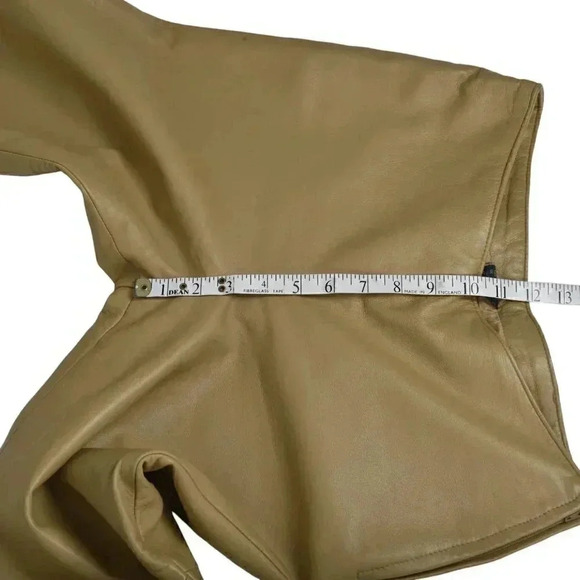 Danier 100%  Genuine Leather Pants High Rise Camel Tan Moto Size 8 - Picture 11 of 12